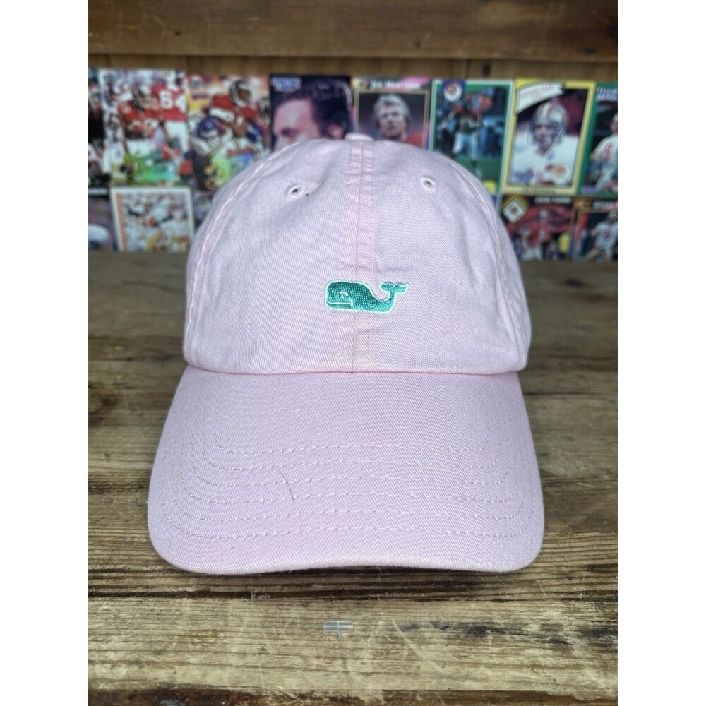 Vineyard Vines Pink Strapback Hat Adjustable Green Whale Logo Cotton OSFM